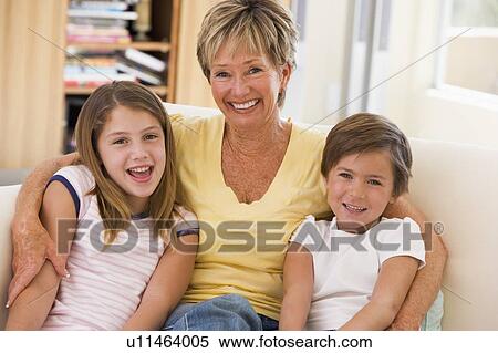 Grandmother posing with grandchildren. View Large Photo Image Stock Photography - Grandmother posing with grandchildren.. Fotosearch