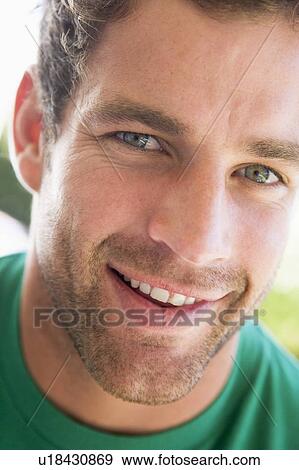 Head shot of man smiling View Large Photo Image Stock Photo - Head shot of man smiling. Fotosearch