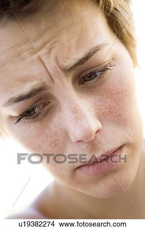 Head shot of sad woman View Large Photo Image Picture - Head shot of sad woman. Fotosearch