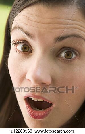 Head shot of surprised woman View Large Photo Image Stock Image - Head shot of surprised woman. Fotosearch