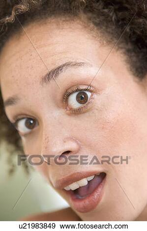 Head shot of surprised woman View Large Photo Image Stock Photo - Head shot of surprised woman. Fotosearch