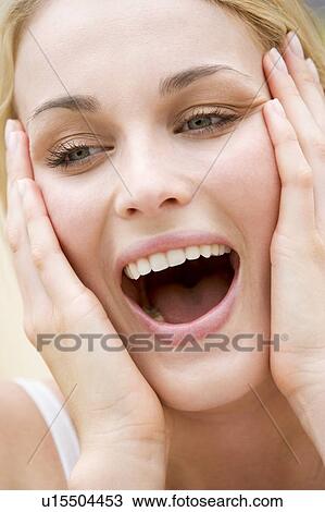 Head shot of woman smiling View Large Photo Image Stock Image - Head shot of woman smiling. Fotosearch