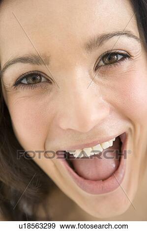 Head shot of woman smiling View Large Photo Image Stock Photo - Head shot of woman smiling. Fotosearch