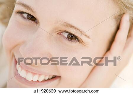 Head shot of woman smiling View Large Photo Image Stock Photo - Head shot of woman smiling. Fotosearch