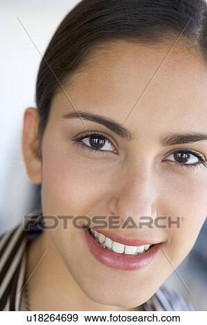 Head shot of woman smiling View Large Photo Image Stock Photo - Head shot of woman smiling. Fotosearch