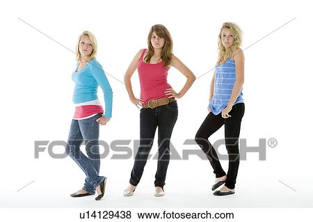 Stock Photo - Full Length Portrait Of Teenagers. Fotosearch