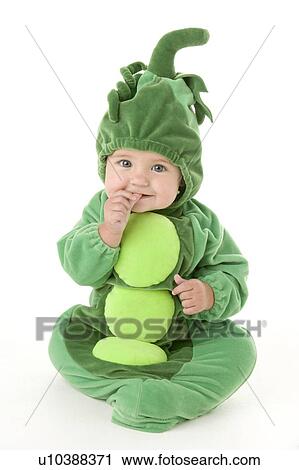 Stock Image - Baby in peas in pod costume. Fotosearch