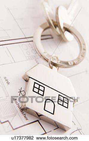 Stock Image - House On A Key Chain. Fotosearch