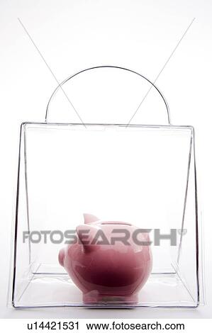 Stock Image - Piggy Bank In A Bag. Fotosearch