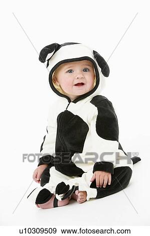 Baby in cow costume View Large Photo Image Stock Photo - Baby in cow costume. Fotosearch