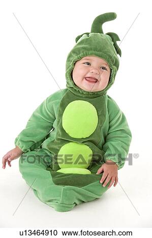 Baby in peas in pod costume smiling View Large Photo Image Stock Image - Baby in peas in pod costume smiling. Fotosearch