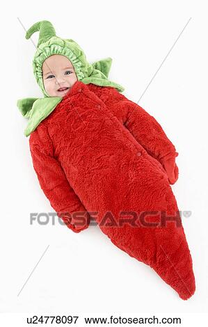Baby in pepper costume View Large Photo Image Stock Photo - Baby in pepper costume. Fotosearch