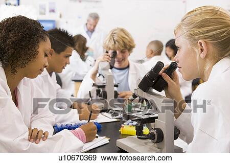 Stock Photo - Students in physics class. Fotosearch