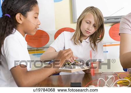 Students in class with electronic projects View Large Photo Image Stock Photo - Students in class with electronic projects. Fotosearch
