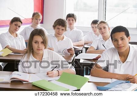 Stock Photo - Secondary school students in a classroom. Fotosearch