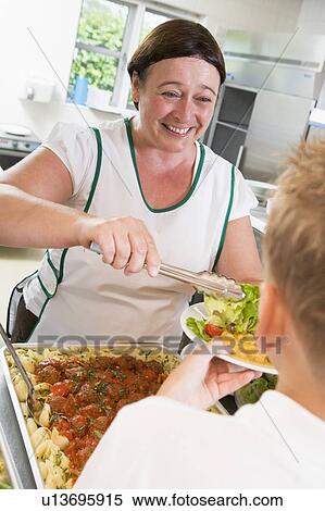 serving salad lunch student lady photography fotosearch