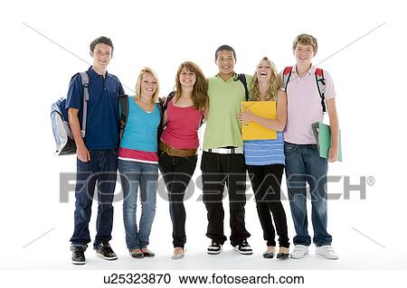 Stock Image - Group Shot Of Teenage School Kids. Fotosearch