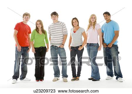 Stock Image - Portrait Of Teenage Girls And Boys. Fotosearch