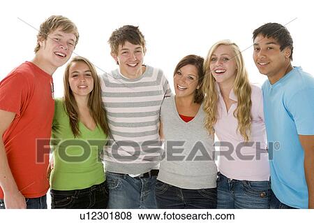 Stock Photo - Portrait Of Teenage Girls And Boys. Fotosearch