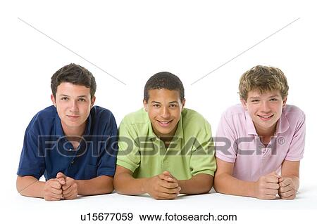 Stock Photo - Portrait Of Three Teenage Boys. Fotosearch