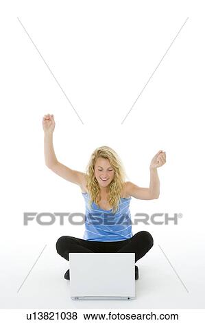 Portrait Of Teenage Girl On Her Laptop View Large Photo Image Stock Photo - Portrait Of Teenage Girl On Her Laptop. Fotosearch