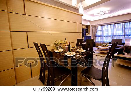 Dining room in modern style View Large Photo Image Stock Photo - Dining room in modern style. Fotosearch