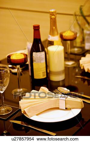 Place setting on the dining table View Large Photo Image Picture - Place setting on the dining table. Fotosearch