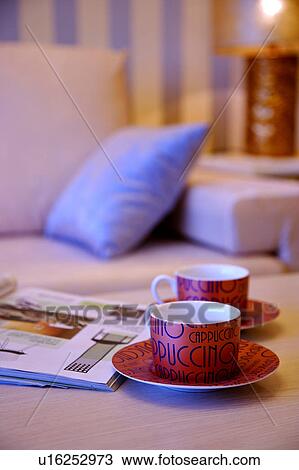 Stock Image - Close-up of two coffee cups. Fotosearch