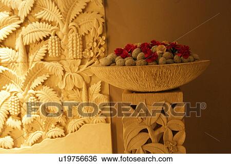 Stock Photograph - Home decorating of wall carving and carved sculptures. Fotosearch