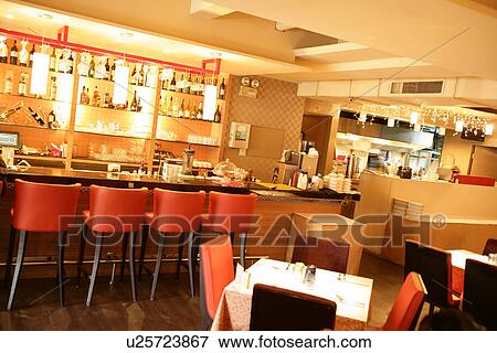 Stock Photo - Interiors-leisure space of bar counter in western restaurant with luxury style. Fotosearch