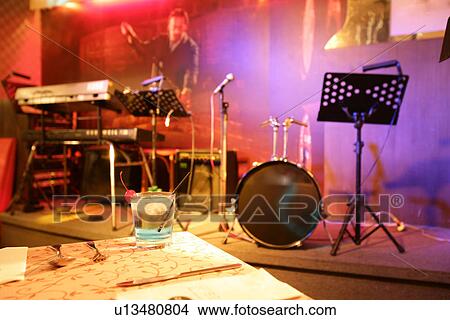 Interiors-leisure space with musical instruments for nightlife View Large Photo Image Picture - Interiors-leisure space with musical instruments for nightlife. Fotosearch