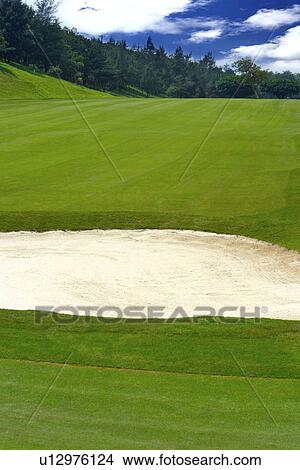 Sand trap in golf course View Large Photo Image Picture - Sand trap in golf course. Fotosearch