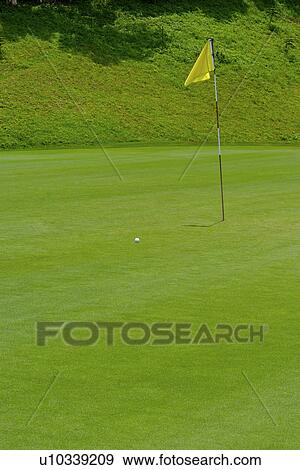 Yellow flag in golf course View Large Photo Image Stock Photo - Yellow flag in golf course. Fotosearch
