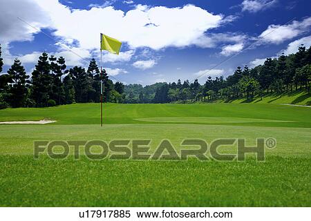 Yellow flag in golf course View Large Photo Image Stock Photography - Yellow flag in golf course. Fotosearch