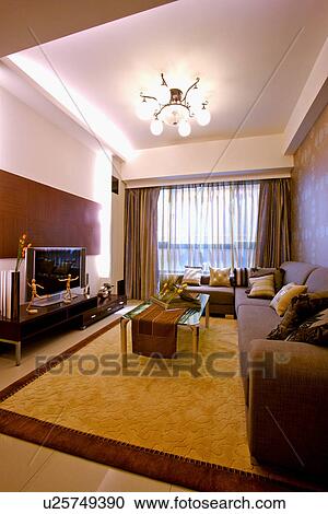 Living room in modern home View Large Photo Image Stock Image - Living room in modern home. Fotosearch