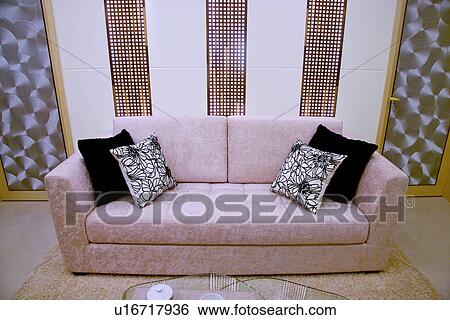 Stock Photograph - Modern style living room with sofa. Fotosearch