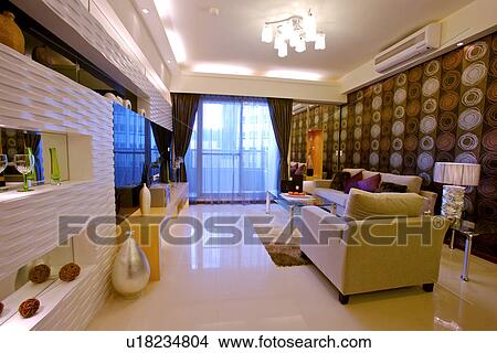 Picture - Contemporary living room interior. Fotosearch