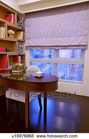 Corner of room with window, bookshelf and desk View Large Photo Image Stock Photo - Corner of room with window, bookshelf and desk. Fotosearch