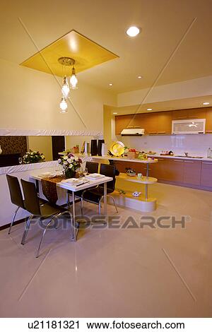 Dining room of modern home View Large Photo Image Stock Image - Dining room of modern home. Fotosearch