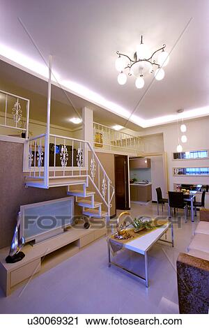 Living room in modern home View Large Photo Image Stock Image - Living room in modern home. Fotosearch