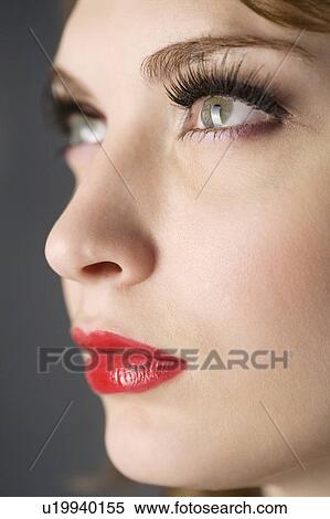 Close up of face with makeup View Large Photo Image Stock Photography - Close up of face with makeup. Fotosearch