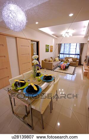 Stock Photo - Dinning area and living room. Fotosearch
