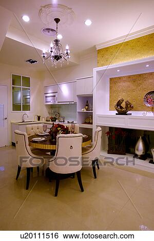Stock Photograph - Dinning table in modern kitchen. Fotosearch