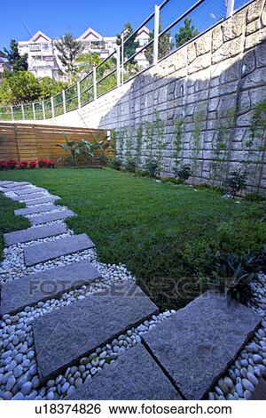 Footpath in front yard View Large Photo Image Stock Photograph - Footpath in front yard. Fotosearch