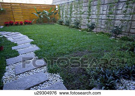 Footpath in front yard View Large Photo Image Stock Photograph - Footpath in front yard. Fotosearch
