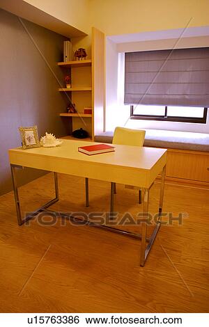 Stock Photograph - Study with desk and book. Fotosearch