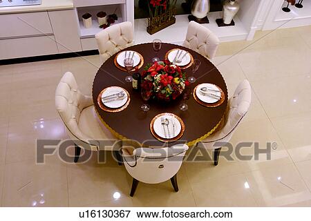 Table setting in contemporary house View Large Photo Image Stock Photo - Table setting in contemporary house. Fotosearch