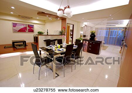 Stock Photography - Table setting in contemporary house. Fotosearch