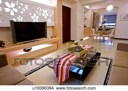 Picture - View of a contemporary living room. Fotosearch