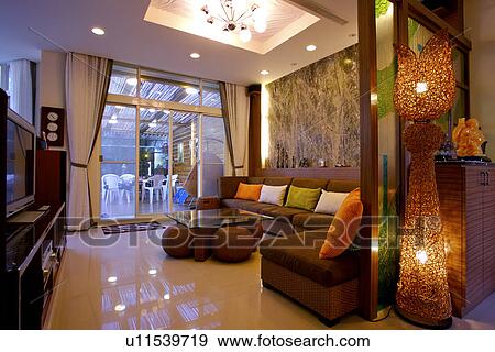 Stock Photo - View of a contemporary living room. Fotosearch